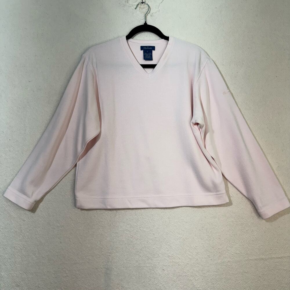 Faconnable Premium Long Sleeve Cotton Knit V-Neck Shirt Small Basic Minimalist